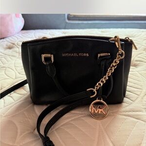 Michael Kors Black Crossbody Bag with Gold Accents